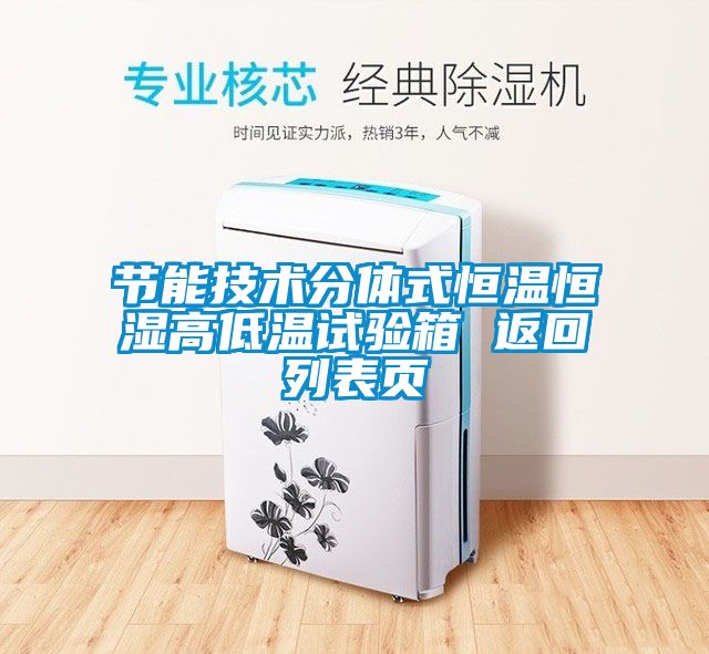 節能技術分體式恒溫恒濕高低溫試驗箱 返回列表頁